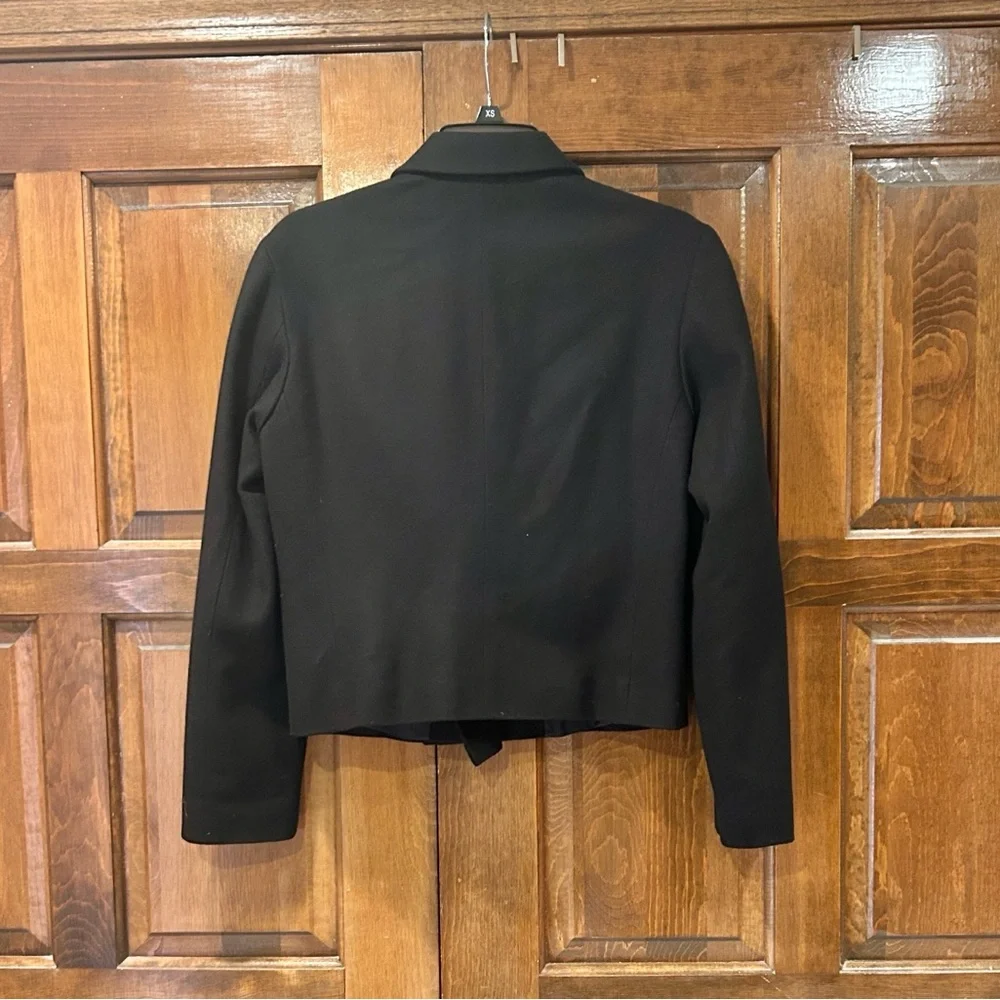 J. Crew Black Wool Double Breasted Peacoat Jacket Lined Size 4 READ Office - Picture 4 of 10